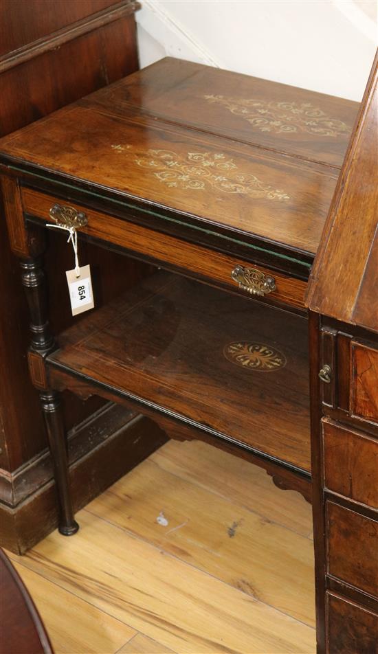 An Edwardian inlaid rosewood card table W.61cm